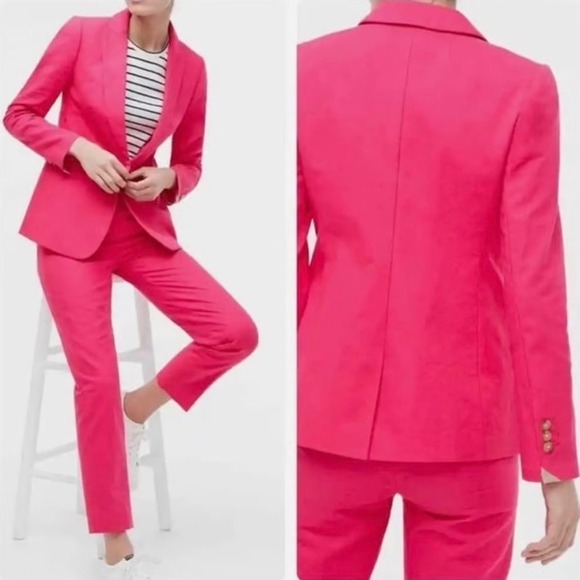 J. CREW Hot Pink Barbie Linen Blend One-Button Blazer | 6 - Picture 2 of 16